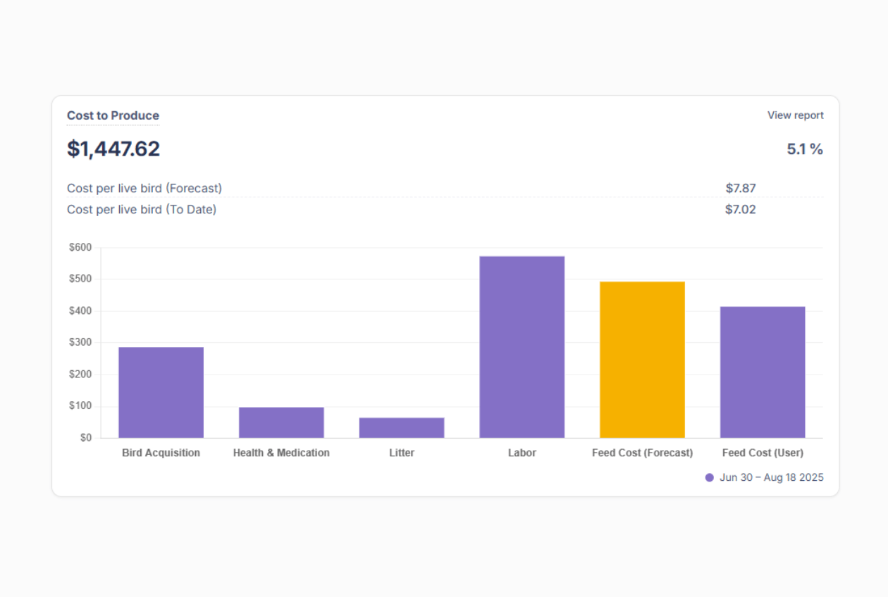 ChickenBudget analytics and cost report screenshot